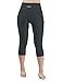 ODODOS Women's High Waisted Yoga Capris with Pockets,Tummy Control Non See Through Workout Sports Running Capri Leggings, Charcoal,Large