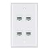 Ethernet Wall Plate 4 Port - Cat6 Ethernet Cable Wall Plate Female to Female - White primary