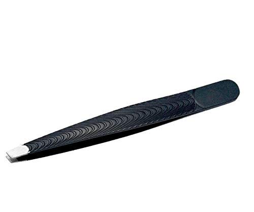 Exeton - Eyebrow Tweezers, Hair Removal Tool, Hair Plucker, Stainless Steel, Non Slip Handle, Color Black