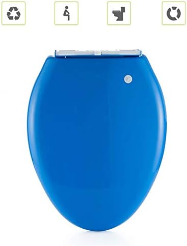 FCS Bathroom Toilet Seat Elongated Slow Close Heavy Duty with Quick Release & Non-slip Seat Bumpers, Quiet-close for Easy Installation & Cleaning (Color : Blue)