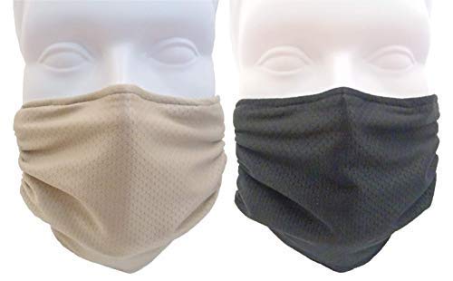 Breathe Healthy Honeycomb Face Mask - 2 Pack Deal! - Cold & Flu Face Mask - Adjustable, Washable - Sanding & Drywall. Allergy Relief (Black & Beige)
