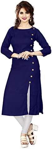 HF HOLYDAY FASHION Plain & Solid Rayon A-Line Kurtis for Women