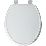 Mayfair 23EC 000 Rope Sculptured Molded Wood Toilet Seat with Lift-Off Hinges, Round, White