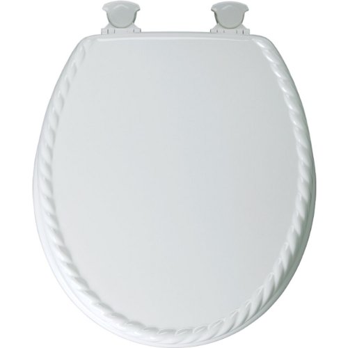 Mayfair 23EC 000 Rope Sculptured Molded Wood Toilet Seat with Lift-Off Hinges, Round, White