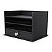 DesignOvation Francesca Desktop Organizer with Letter Trays and Drawer, 12.75x10x9, Black
