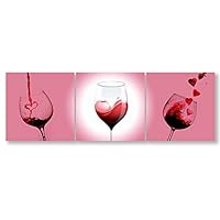 signwin-3 Piece Canvas Wall Art-Romantic Red Wine-Canvas Prints Home Artwork Decoration for Living Room,Bedroom - 12