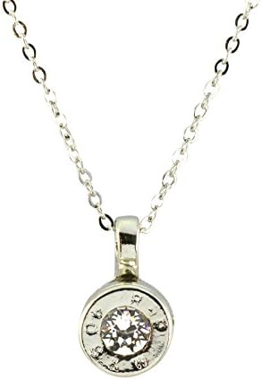 Southlife - Lizzy J's Bullet Shell Pendant Necklace, Silver Plated Round With Swarovski Crystal