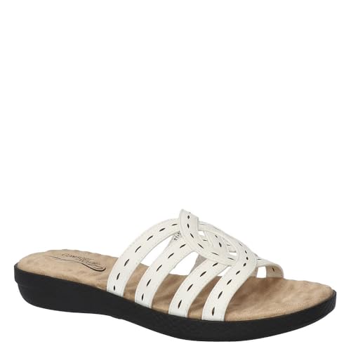 Easy Street Women’s Cammie Slide Sandal, White, 9.5 Wide