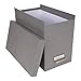 Bigso John Fiberboard Label Frame Desktop File Storage Box - Document Organizer for Important Paperwork - Durable Hanging File Box with a Lid & Metal Label Window - 7.4 in x 13 in x 10.4 in - Grey