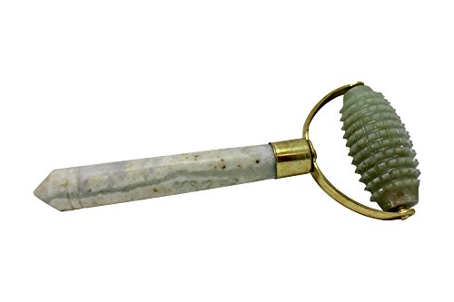 Jade Handheld Needle Massage Roller | Natural Stone Beauty Device | Rolling Massager for Thighs, Arms & Body Therapy | Relaxation & Stress Relief by Crystal Medicine Treatment | Anti-Aging by Jadience