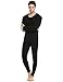 Ekouaer Thermal Underwear Set Men's Comfy Long Sleeve Top & Bottom (Black, Medium)