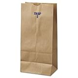 BAGGK8500 8# Paper Bag, 35-Pound Base, Brown Kraft, 6-1/8 x 4.17 x 12-7/16, 500-Bundle