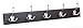 BirdRock Home Tri Hook Coat Rack | 5 Hooks | Wall Mount Hat Rack | Black Finish | Satin Nickel Hooks