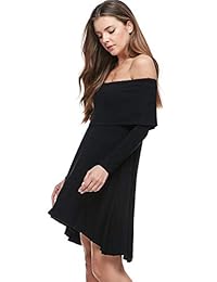 Un + D® Womens apagado el hombro manga larga vestido w   versátil cuello