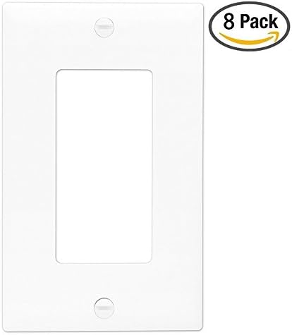 Rocker 1-Gang Decora GFCI Device Rectangular Light Switch Cover Plates Standard Size Device Mount, 8-pieces ,White