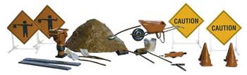 Woodland Scenics N Scale Scenic Accents Detail Set Road Crew Details Signs/Tools