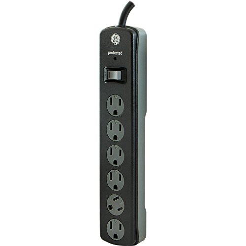 GE 33662 6 Outlets 8 FT Cord Length Surge Protector 1300 Joules - Black