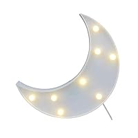 QiaoFei Decorative Crescent Moon Decor Light,Cute LED Nursery Night Lamp Gift-Marquee Moon Sign Wall Decor for Birthday Party,Kids Room, Living Room Decor(White)