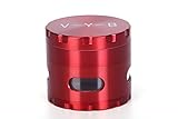 Large Spice Tobacco Herb Weed Grinder - Four Piece with Pollen Catcher - 2.5 Inches - Premium Grade Aluminum(RED)