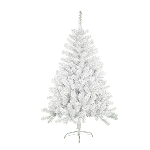 Künstlicher Weihnachtsbaum, Lametta-Blatt-Tanne 120–210cm Bäume mit Metallunterstützung (Glänzend Weiß, 150cm 293Tips)