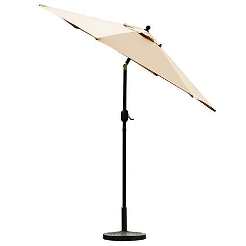 Sunnyglade 7.5' Patio Umbrella Outdoor Table Market Umbrella with Push Button Tilt/Crank, 6 Ribs (Tan) Sunnyglade 7.5' Patio Umbrella Outdoor Table Market Umbrella with Push Button Tilt/Crank, 6 Ribs (Tan)