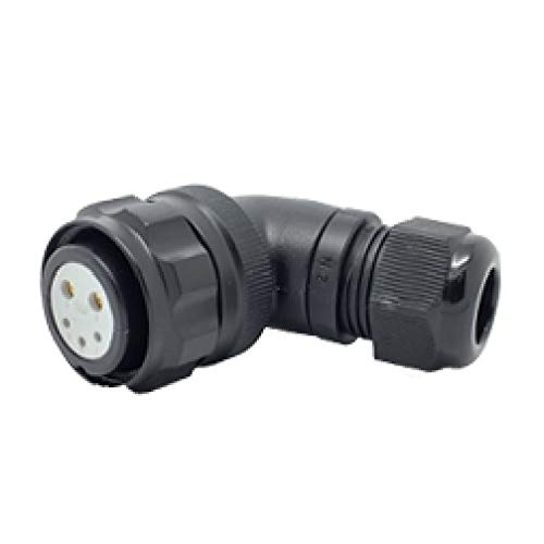 CEEP 920825D000SB00 Circular Connector, Angled Plug, 25D Insulator, Female, 9-14mm Adjustable Cable Gland, Nickel Finish