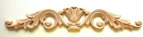 16"W X 3"H X 3/8"TH, Hand Carved Hard Birch Wood Acantus Style Applique Onlay Corbel