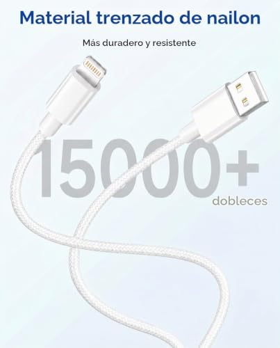 Cabo de Carregamento Rápido para iPhone 3M 2Pack, Cabo USB Lightning [Certificado MFi] Cabo de nylon Carregador Cabo USB Lightning para iPhone Capa USB para iPhone 14/13/12/11/X/X/XS/XR/8/7/6/5/SE, iPad, AirPods