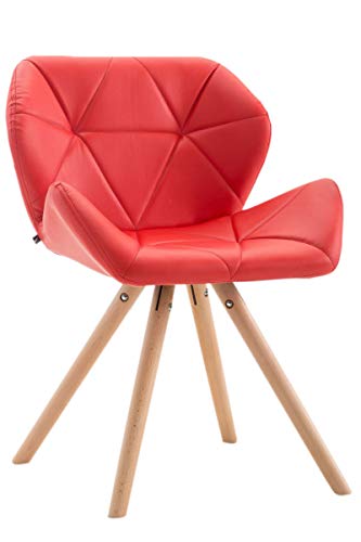 CLP-Sedia-Design-rtro-Tyler-Imbottita-in-Similpelle-Poltroncina-Deco-Gambe-Tonde-e-Telaio-in-Legno-di-Faggio-I-Sedia-Visitatore-con-Schienale-I-Portata-Max-125-kg-Rosso-Natura