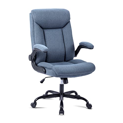 MZLEE Stoff Bürostuhl Ergonomisch, Schreibtischstuhl & Drehstuhl, Blau
