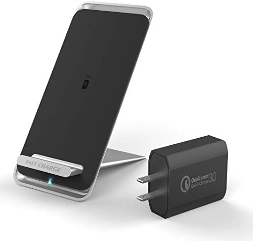 Wireless Charger, Convertible Pad or Stand 10W Wireless Fast Charger Charging Pad Stand for Galaxy S9/S9+Note 8/5 S8/S8+ S7/S7 Edge S6 Edge Plus, 5W Standard Charge For Iphone X 8 8Plus-NO AC Adapter