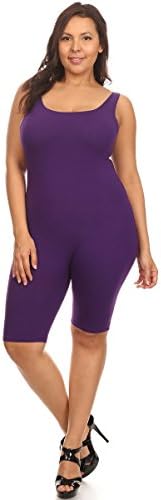Stretch Cotton Bodysuit Women Sleeveless Stretch Cotton Skinny Solid Knee Length Sport Active Unitard Bodysuit (& Plus)