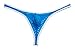 JAXU Men's Bordered Mesh Striped Thong Underwear Blue X-Large