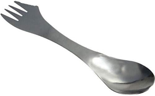 FOANA 1 Pc 3 in 1 Titanium Fork Knife Fork Spoon Spork Cutlery Utensil Combo Kitchen Outdoor Home Use Travel Camping (Silver)