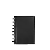 Levenger Circa Leather Foldover Notebook, Junior Black (AL8390 BK JNR NM)