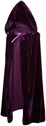 Crizcape Kids Velvet Costumes Capes Cloak with Hood for Halloween Party 8-18 Years Purple