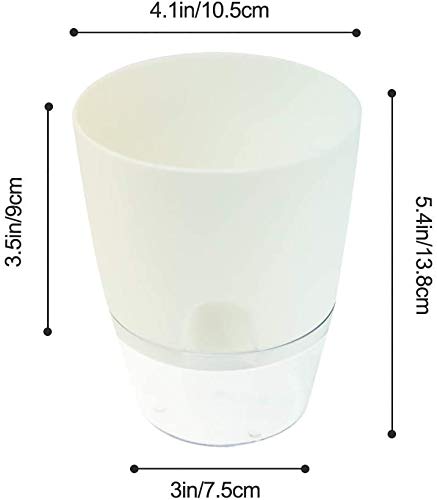AITREASURE Plastic Plant Pots Self Watering Flower Planters Flower Pots for Indoor Outdoor with Cotton (3 Pack-4.1\'\' Clear Planter)