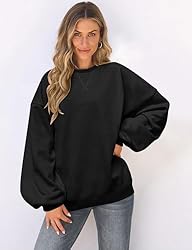 UEU Women Oversized Striped Crewneck Sweatshirt