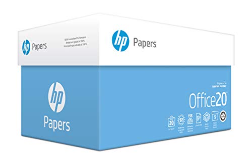 HP Printer Paper, Office20 Paper, 8.5 x 11 Paper, Letter Size, 20lb Paper, 92 Bright, 5 Ream Case / 2,500 Sheets (172160C) Acid Free Paper