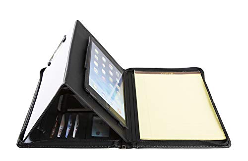 Professional Portfolio Organizer for iPad Pro 9.7/iPad Air/Air 2/iPad 5th/6th Generation, Genuine Goatskin Leather Padfolio Case with Tablet Holder, Clipboard for Letter Size Notepad/ Legal Pad(9.7) - Thumbnail 2
