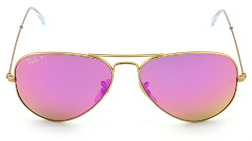 Ray-Ban RB3025 112/1Q Gold Frame / Cyclamen Flash Polarized Lens Sunglasses