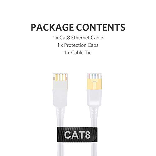 ATTMONO Cat8 Ethernet Cable, Professional Network Patch Cable 40Gbps 2000Mhz S/FTP LAN Wires, High Speed Internet Cable Cord with RJ45 Gold Plated Connector for Modem, Router, PC