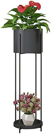 Melodycp Flower Stand Plant Stand Modern Tall Metal Planter Stand Decorative Standing Flower Succulent Pot Holder For Indoor Outdoor Home Decor Space saving (Color : Black, Size : 85 * 23 * 23cm)