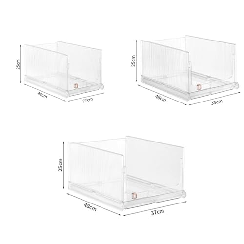 Jorunb Neutral Style Wardrobe Organizer Plastic Storage Bin Sweater Drawer Shelf Storage Container for Cupboard Kitchen Bathroom Office Bedroom (Transparent, Small 03)
