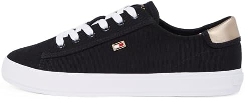 Sneaker con Suela Vulcanizada Mujer Canvas Lace Up Elegante, Negro (Black), 37