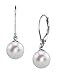THE PEARL SOURCE AAAA Quality White Round Freshwater Cultured Pearl Hypoallergenic Earrings for Women | 14K Gold Leverbacks Earring | White Gold | 8.0-8.5mm Pearl Gifts for Christmas, Holidays and Anniversary