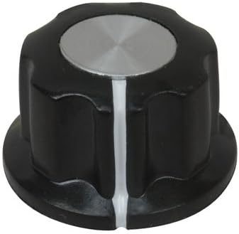 KNOB,1/4 INCH SHAFT,19.8MM,JK-901D,BLACK/ALUMINUM,WITH SET SCREW