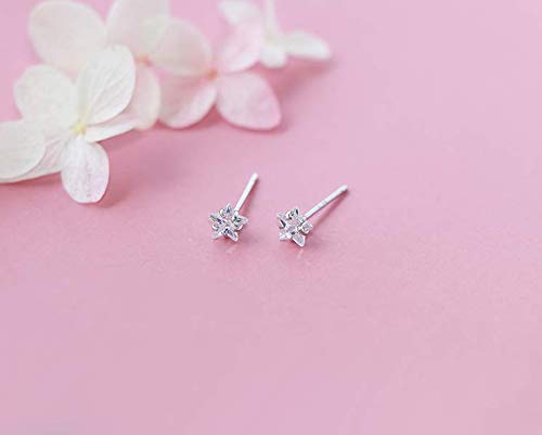 925 Sterling Silver Ball Stud Earring Set 3 Pairs Star Moon Stud Earrings Hypoallergenic CZ Earring Set for Women