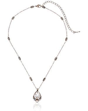 White Bridal Posh Pear Pendant Necklace, 16