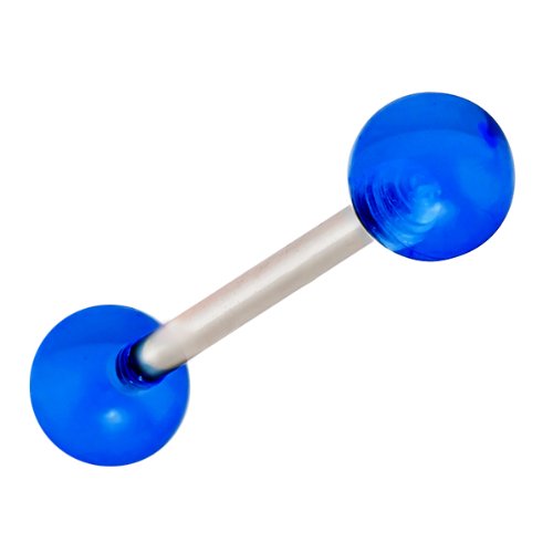 Blue Glow-in-the-dark Acrylic Tongue Ring Barbell